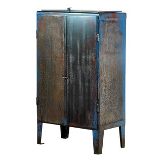 Vintage Industrial Iron Cabinet, 1970s For Sale