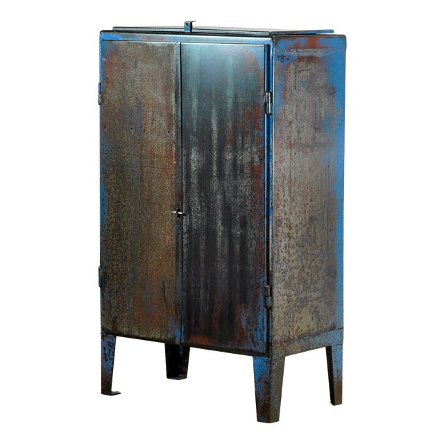 Vintage Industrial Iron Cabinet, 1970s For Sale