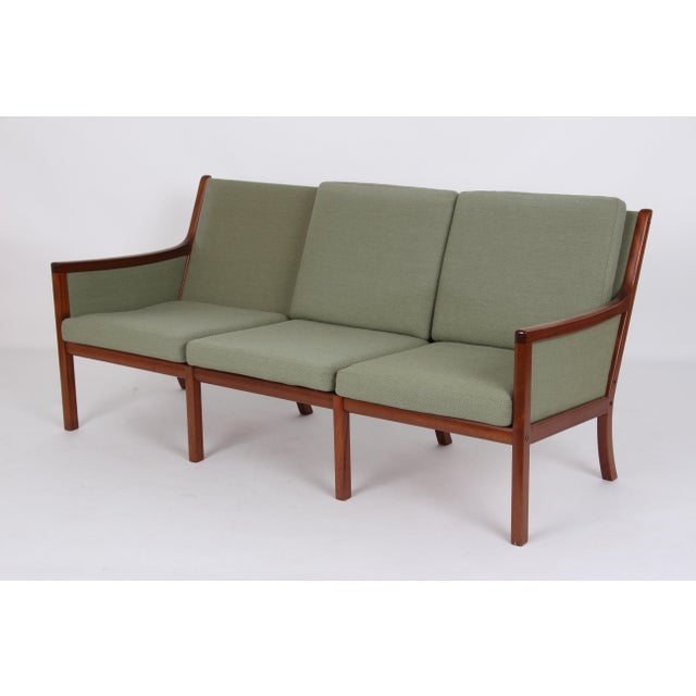 Ole Wanscher Danish Three-Seater Sofa in Mahogany and Wool Fabric by Ole Wanscher for Poul Jeppesens Møbelfabrik, 1960s For Sale - Image 4 of 13