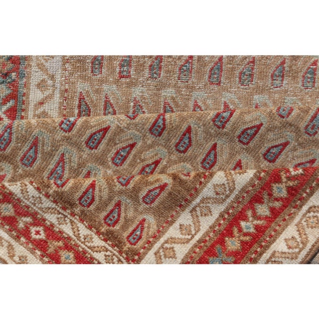 Antique Malayer Runner With All-Over Paisley Design in Red, Brown, and Blue 3'4 X 7'4 For Sale - Image 11 of 12