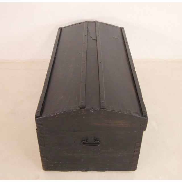 Vintage Steamship Black Trunk, 1920s For Sale - Image 17 of 18