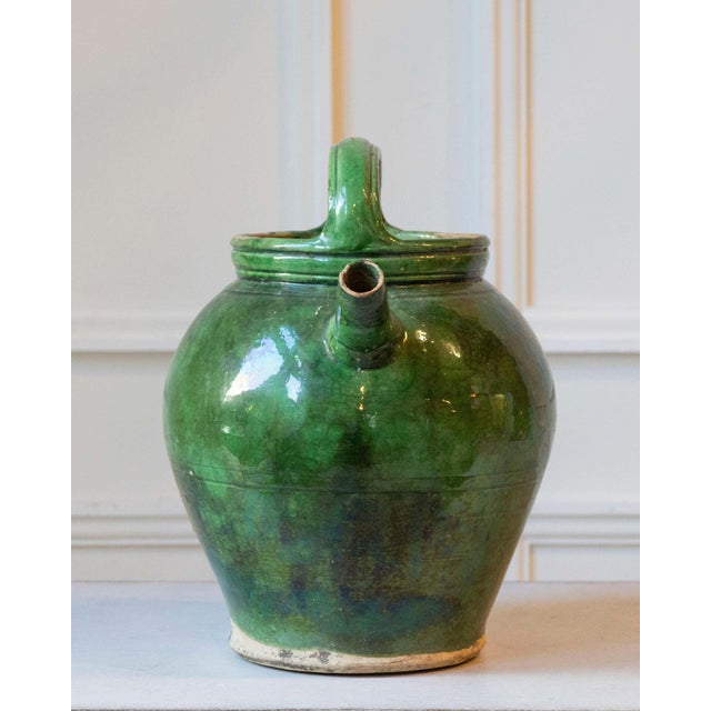 Mid 20th Century Green-Glazed Terracotta Jug, Late 19th–Early 20th Century For Sale - Image 5 of 10