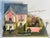 Vintage miniature dollhouse with garden installation by Florida miniaturist artist Helen Valerio. Unique collectible piece.