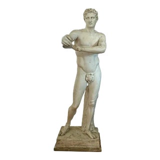 Lifesize Plaster Statue of a Greek Athlete or Apoxyomenos For Sale