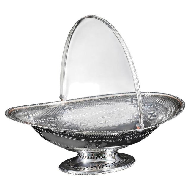 Antique Victorian Neo Classical Silver Plated Fruit Basket, 19th Century For Sale - Image 16 of 16