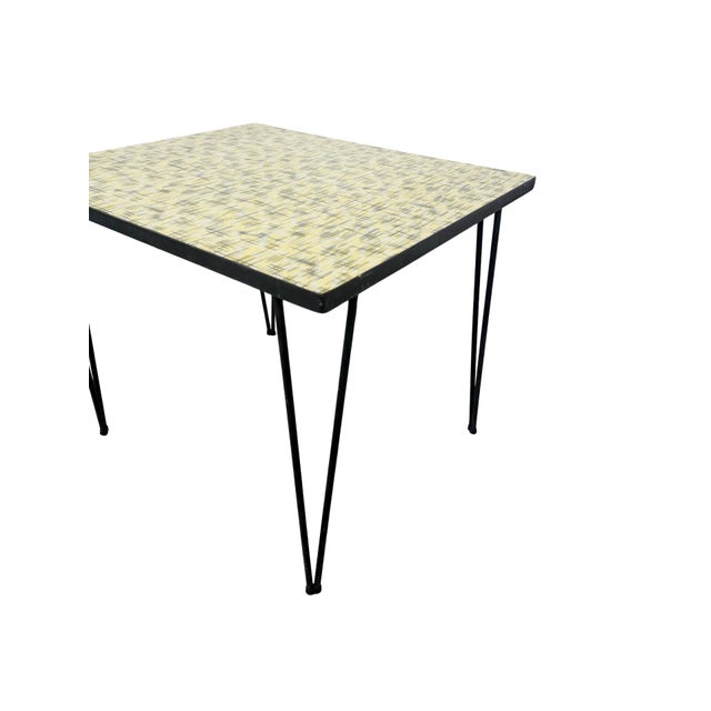 1960s Mid-Century Child’s Dinette Set With Yellow Crosshatch Laminate For Sale - Image 18 of 18