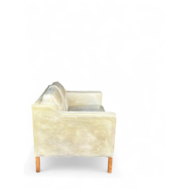 Danish Modern Patinated Tan Leather Loveseat in the Style of Børge Moge For Sale - Image 16 of 18