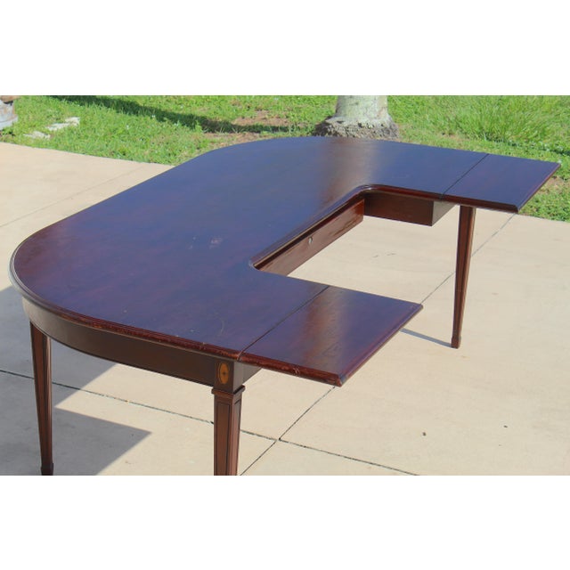 Vintage Myrtle Desk Co. Georgian Style Mahogany Curved Hunt Table / Executive Desk For Sale - Image 9 of 18