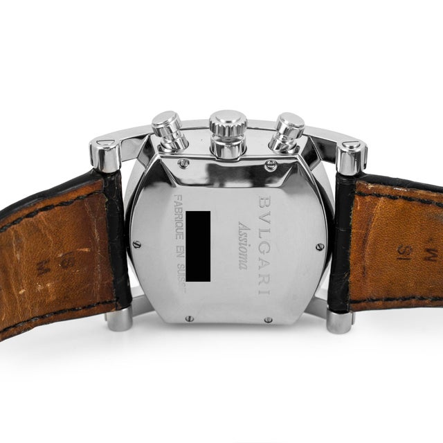 Early 21st Century Bvlgari Bulgari Assioma 38mm Aa48sch Chrono Blue Black Steel Automatic Watch For Sale - Image 5 of 8
