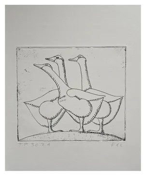 Francois-Xavier Lalanne, The Three Geese, 2004, Etching