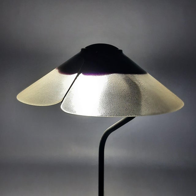 Metal Modernist Purple Glass Table Lamp with Satin Curved Metal, 1970s For Sale - Image 7 of 18