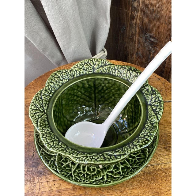 Large Earthenware Tureen in the shape of Cabbage Leaves, 1970s, in Very Good conditions. Designed 1970 to 1979