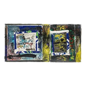 1990s Purvis Young Folk Outsider Abstract Collage Painting