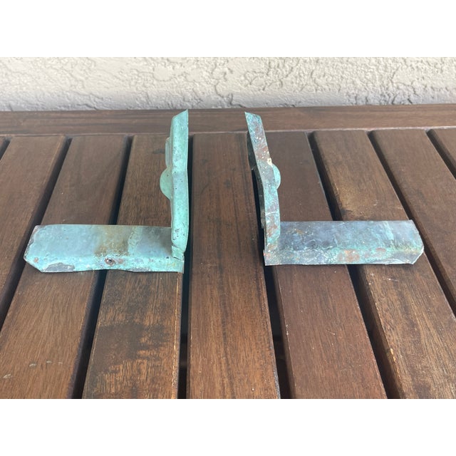 Farmhouse Architectural Fluer Des Leys Copper Ornaments - Pair For Sale - Image 3 of 5