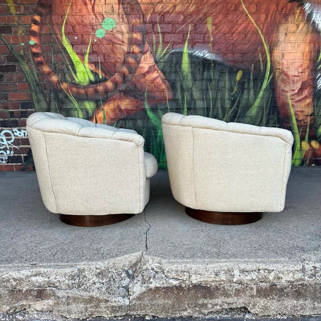 Pair of Milo Baughman Tuffted Swivel Chairs For Sale - Image 11 of 12