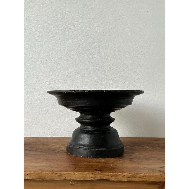 Vintage Boho Carved Wood Decorative Pedestal Bowl For Sale - Image 11 of 12