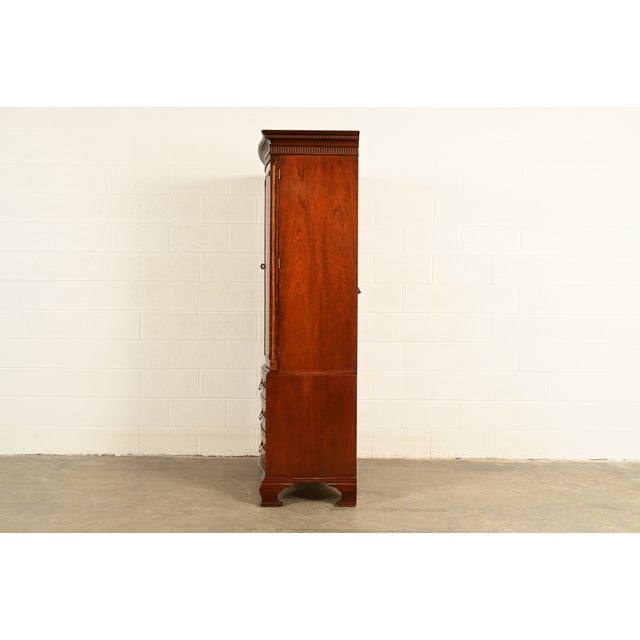 Baker Furniture Georgian Flame Mahogany Armoire Dresser or Media Cabinet For Sale - Image 11 of 13