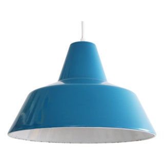Petrol Blue Enamel Workshop Pendant Lamp by Louis Poulsen, 1960s For Sale