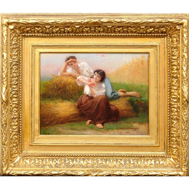 Charles Landelle, I Ask You for a Caress and You Tickle Me, 1860s, Oil Painting, Framed For Sale