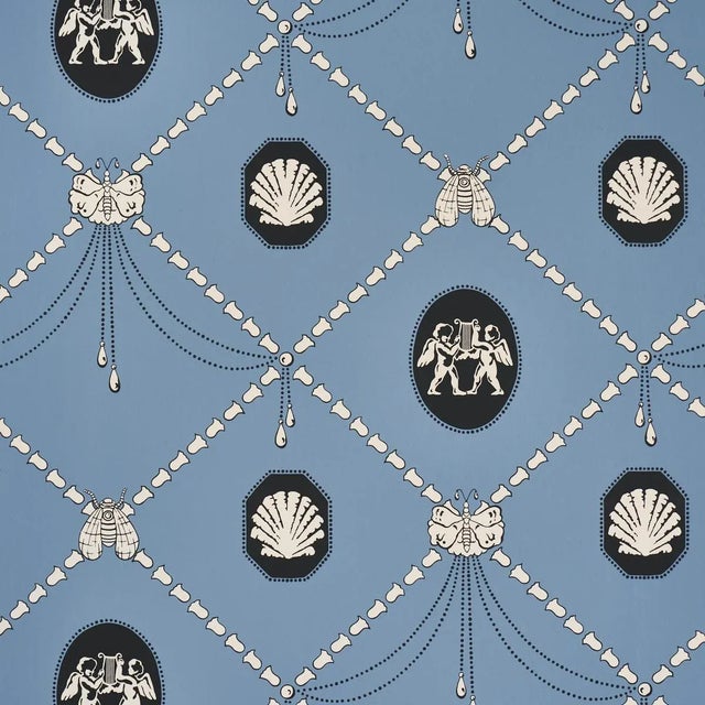SAMPLE - Schumacher x Backdrop Edith Wallpaper In Blue For Sale