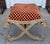Nancy Corzine Saber Leg Giltwood X Bench W Red Silk Cut Velvet Fabric.