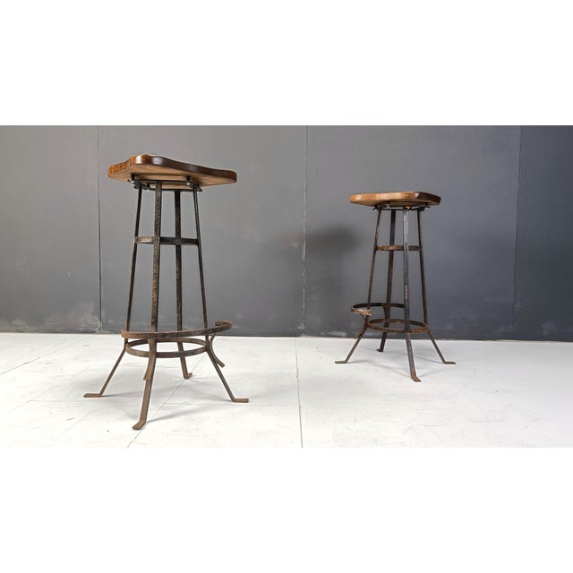 Vintage Brutalist Bar Stools, 1970s, Set of 5 For Sale - Image 6 of 11