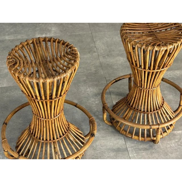 Set of Wicker Stools, 1960s, in Very Good conditions. Designed 1960 to 1969
