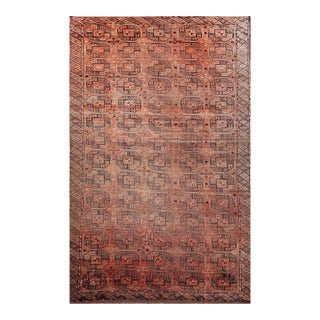 Vintage Turkmen Tekke Gallery Rug in Allover Pattern in Red, Brown, Gray, For Sale