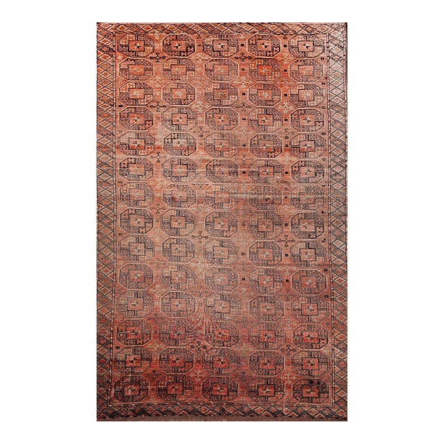 Vintage Turkmen Tekke Gallery Rug in Allover Pattern in Red, Brown, Gray, For Sale