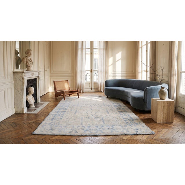 Textile 1920s White Geometric Antique Agra Cotton Rug 4' 4" X 7' 2" Handknotted Wool Carpet For Sale - Image 7 of 7
