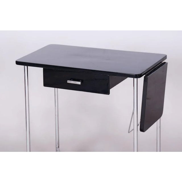 Black Small Bauhaus Chrome Table attributed to Mücke Melder, Former Czechoslovakia, 1930s For Sale - Image 8 of 10
