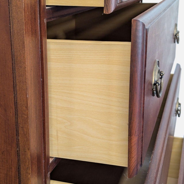 Wood Broyhill Wooden Dresser With 5 Drawers, Classic Chestnut Finish For Sale - Image 7 of 10