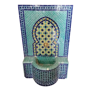 Aqua, Blue and Yellow Moroccan Mosaic Tile Fountain