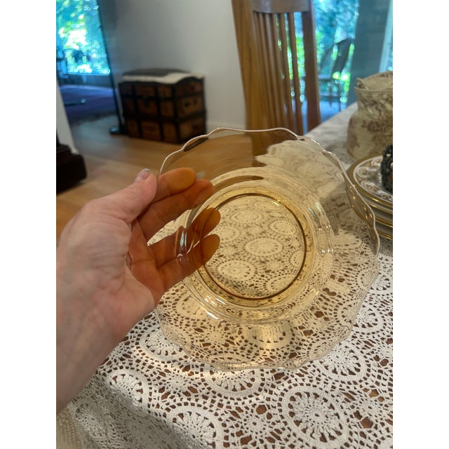 Glass Vintage Amber Cambridge Glass Salad Plate With Scalloped Edges For Sale - Image 7 of 7