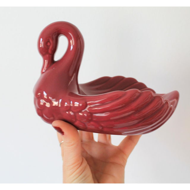 Cabin Vintage Maroon Ceramic Soap or Trinket Dish For Sale - Image 3 of 9