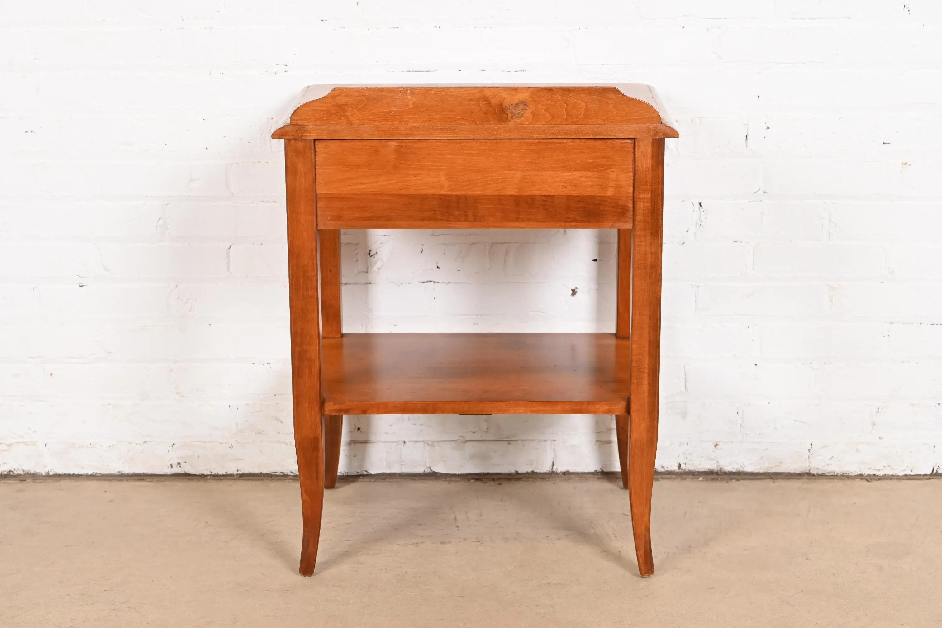 Ethan Allen French Country Solid Maple Bedside Table | Chairish