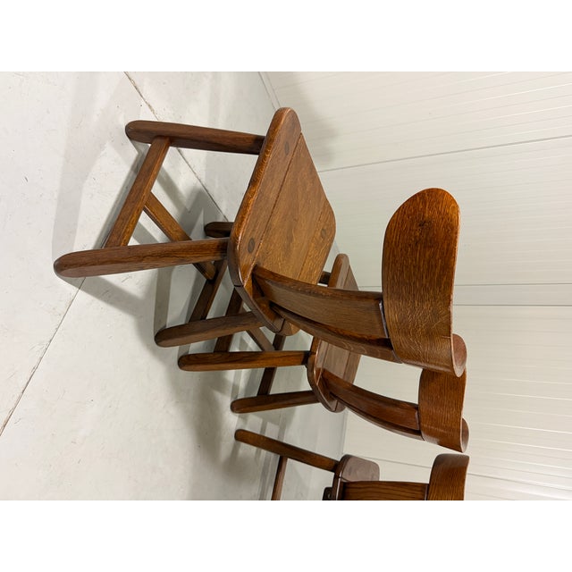 Brown Brutalist Oak Dining Chairs, 1970s, Set of 4 For Sale - Image 8 of 16