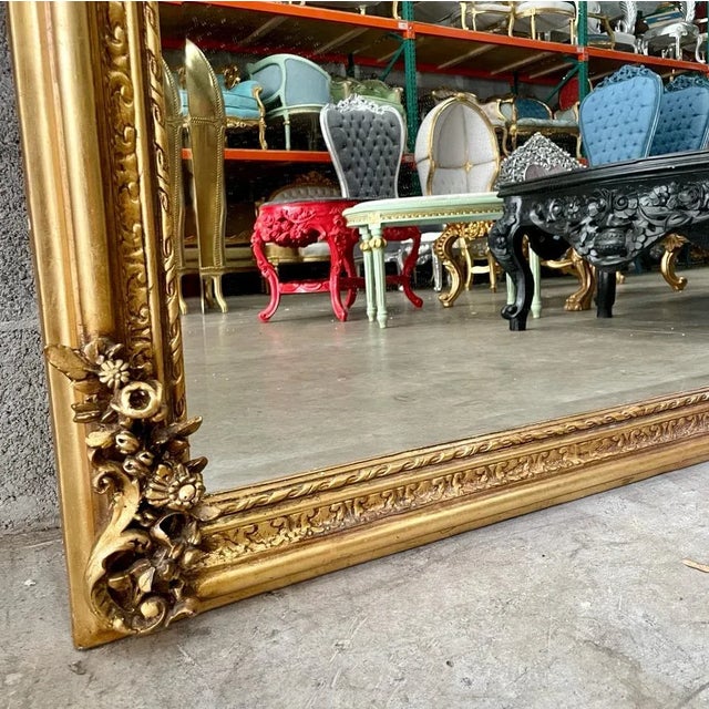 1940s French Rococo Style Gold Leaf Mirror For Sale - Image 11 of 12