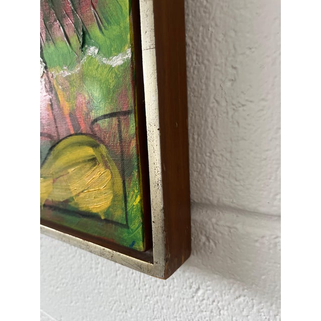 Green Vintage Abstract Oil on Canvas Painting by Mexican Artist Alejandro Prieto For Sale - Image 8 of 10