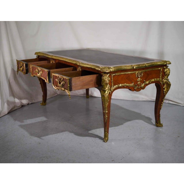 Brown Late 19th Century Louis XV Style Gilt Bronze-Mounted Kingwood Bureau Plat Desk For Sale - Image 8 of 16