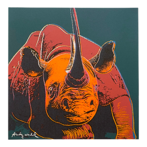 Andy Warhol Vintage 1986 Limited Edition Endangered Species Large Fine Art Lithograph Print " Black Rhinoceros " 1983