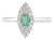 Oval Cut Emerald & Diamond Pavé Cocktail Ring in 925 Sterling Silver, Size 6 For Sale