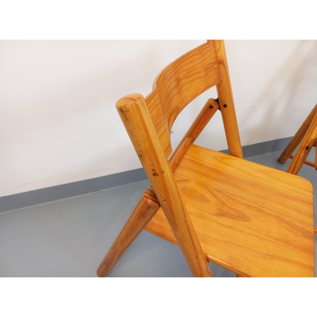 Vintage Folding Pine Chairs, 1980s, Set of 2 For Sale - Image 14 of 18