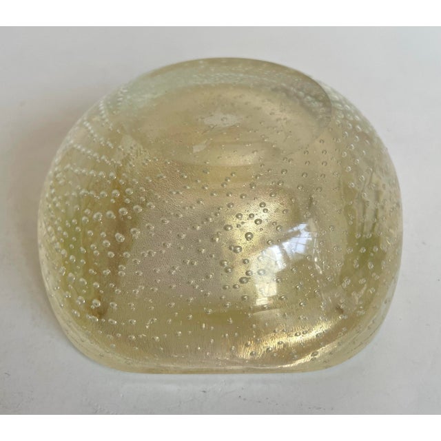 Mid-Century Murano Bullicante Gold Aventurine Art Glass Finger Bowl For Sale In Los Angeles - Image 6 of 10