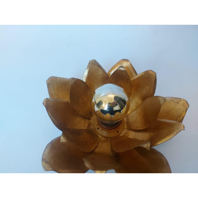 Hollywood Regency Gilt Lotus Wall Sconce, Italy, 1970s For Sale - Image 14 of 18