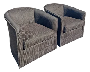 Vintage Modern Design Swivel Lounge Chairs in Milo Baughman Style Design a Pair
