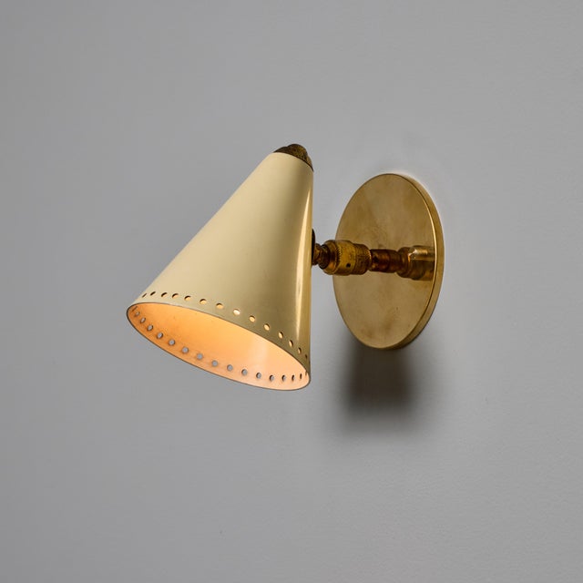Mid-Century Modern 1950s Stilnovo White Perforated Metal Sconce For Sale - Image 3 of 18