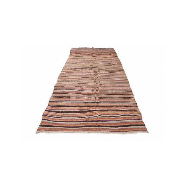 Mid-Century Modern Faded Vintage Striped Kilim Rug - 5`1" X 12`6" For Sale - Image 3 of 6