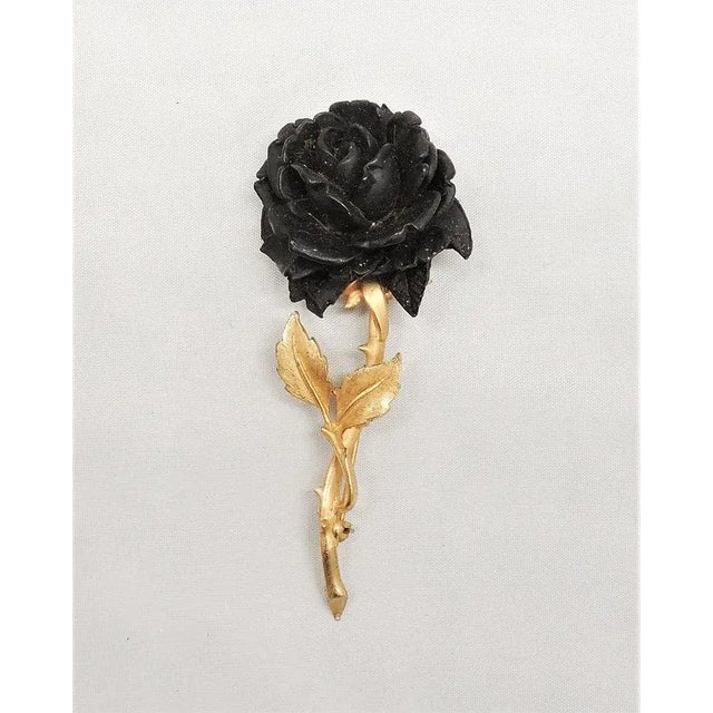 Vintage Accessocraft Black Rose Brooch For Sale In Philadelphia - Image 6 of 8