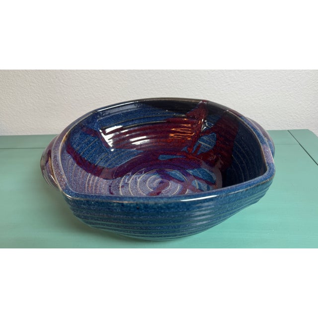 Studio Art ,Vintage Stoneware in Handmade Double Handles Rare Signed Koi For Sale - Image 4 of 18